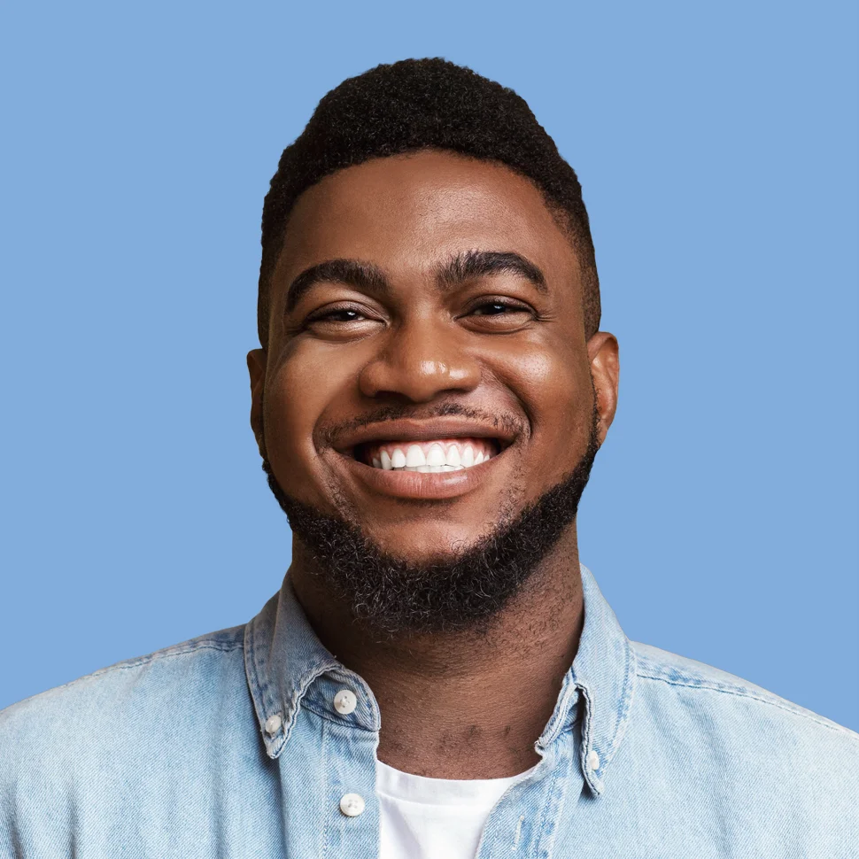 beared man smiling about project